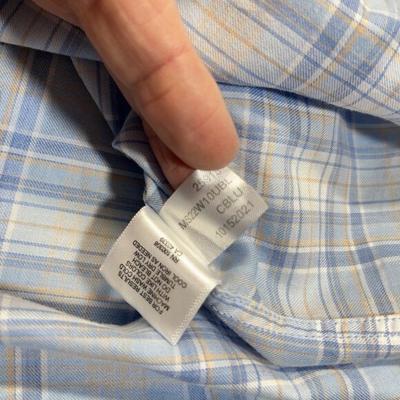 Peter Millar Button-Down Shirt Men’s XL Light Blue Plaid Long Sleeve - Picture 9 of 16